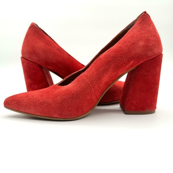 L’INTERVALLE RED LEATHER SHOES BLOCK  HEELS POINTED TOE HEEL SIZE 3& - Picture 14 of 16